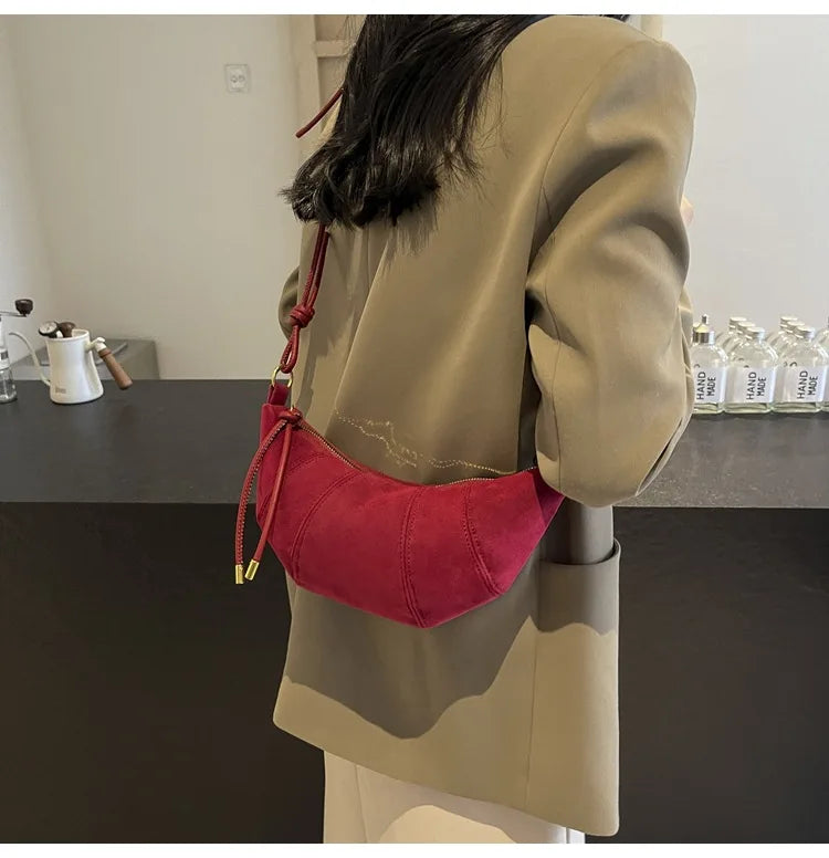 Fashionable Croissant Shape Women's Bag, Casual Simple Crossbody Shoulder Bags for Women Daily Use Commuting Phone Bag,Pockets