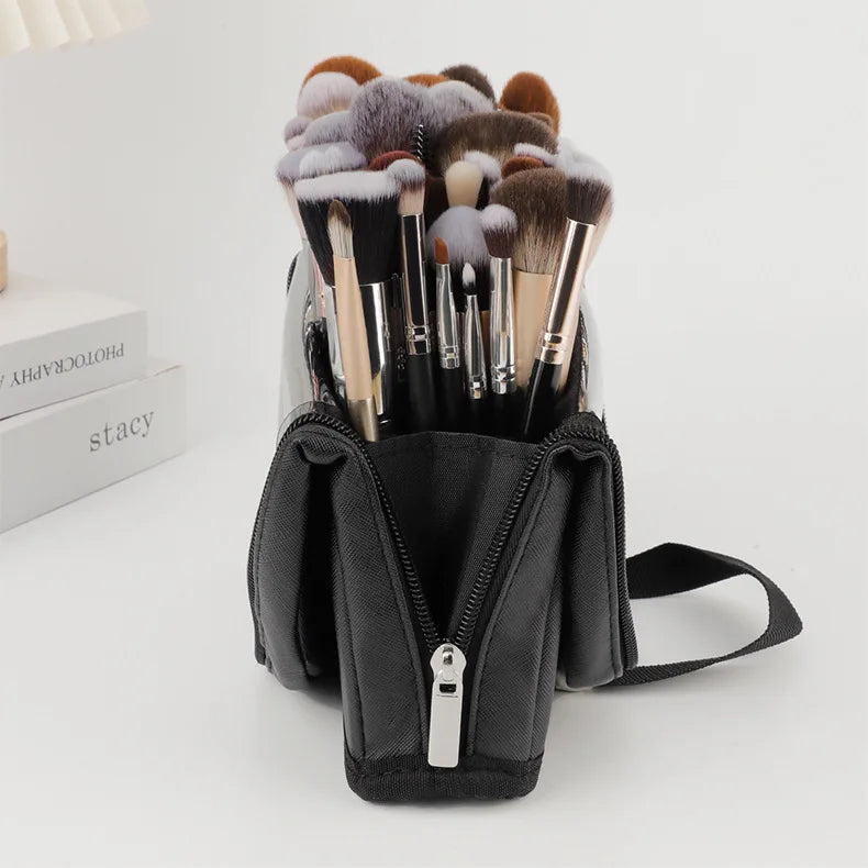 European and American Portable Makeup Storage Bag Professional Makeup Handbag with Magnetic Closure Brush Bag Foldable Large Cap