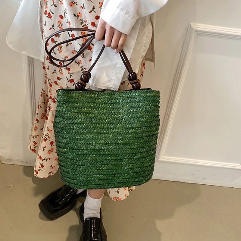 Casual Straw Woven Shoulder Bags, Wicker Handbags, Handmade Summer Beach Bag ,Women Travel ,Large Capacity, Rattan Totes