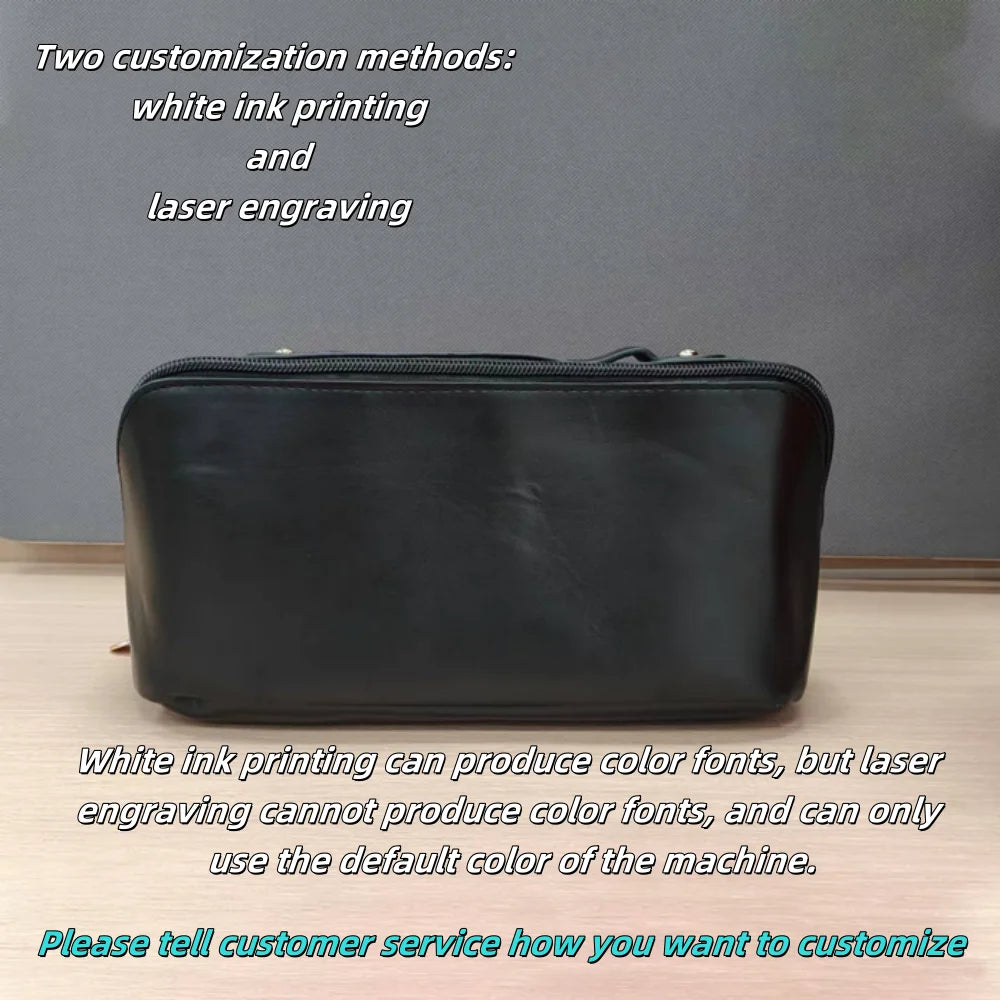 Customized Personalized Leather Square Cosmetic Bag Beauty Skin Care Large Capacity High Quality Portable Handheld Cosmetic Case