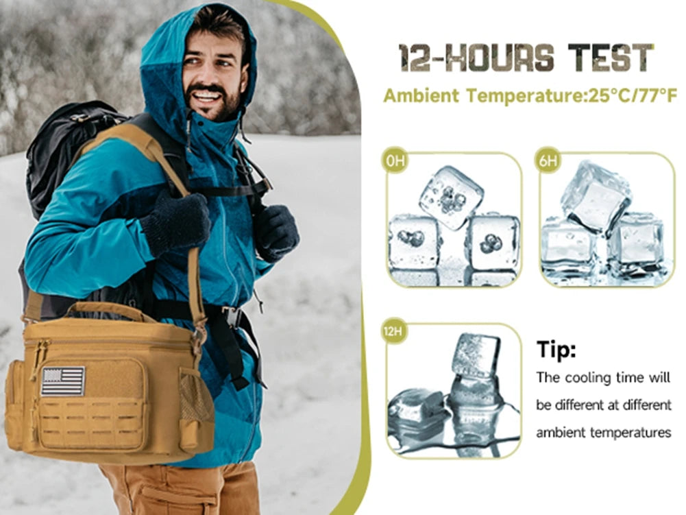 Outdoor Tactical Thermal Cooler Bag Heavy Duty Lunch Box Work Leakproof Insulated Durable Lunch Bag for Men Meal Camping Picnic