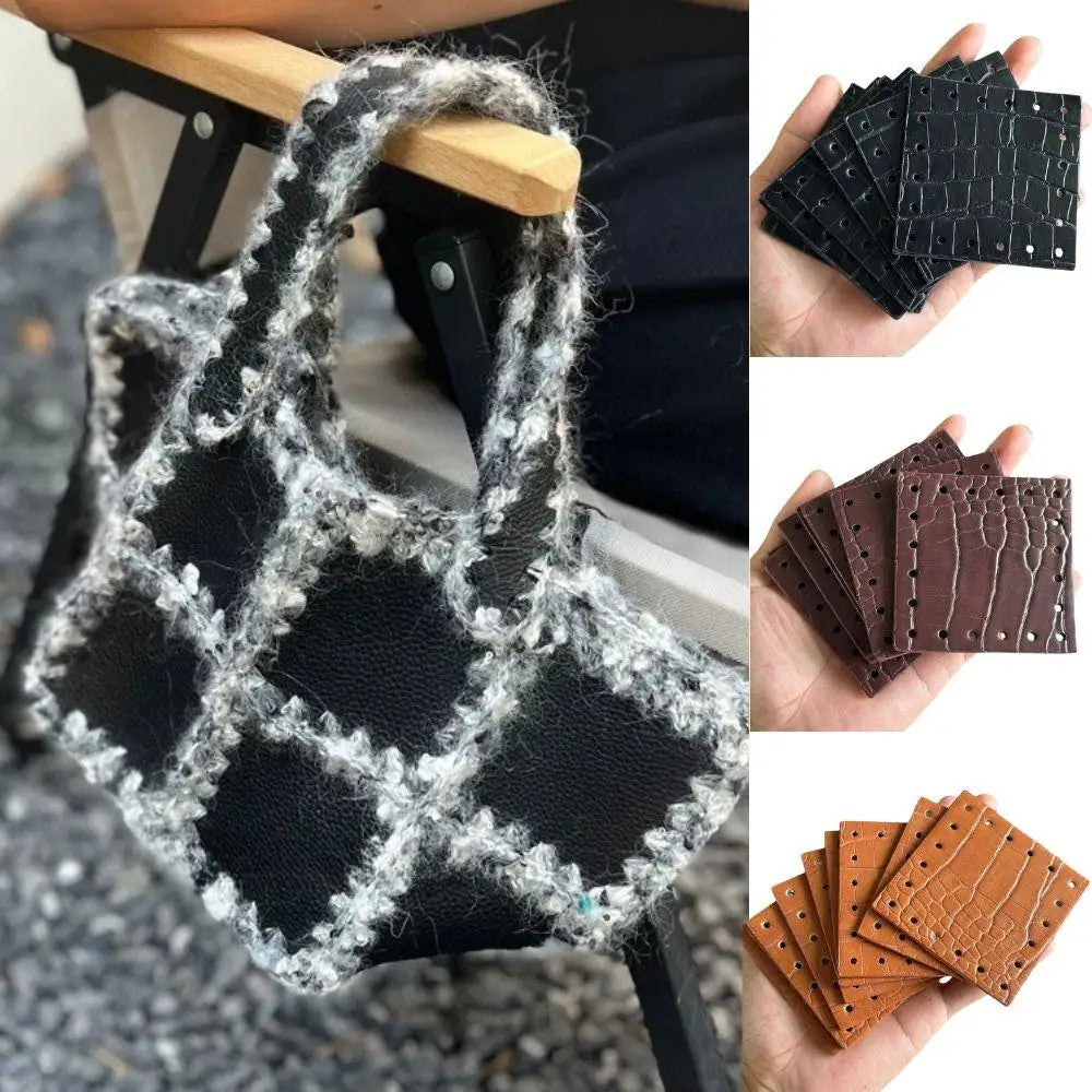 10pcs DIY Crocodile Perforated Leather Bag Surface Handmade Knit Bag Accessories DIY Knitting Handbag Shloulder Bag Parts Kit