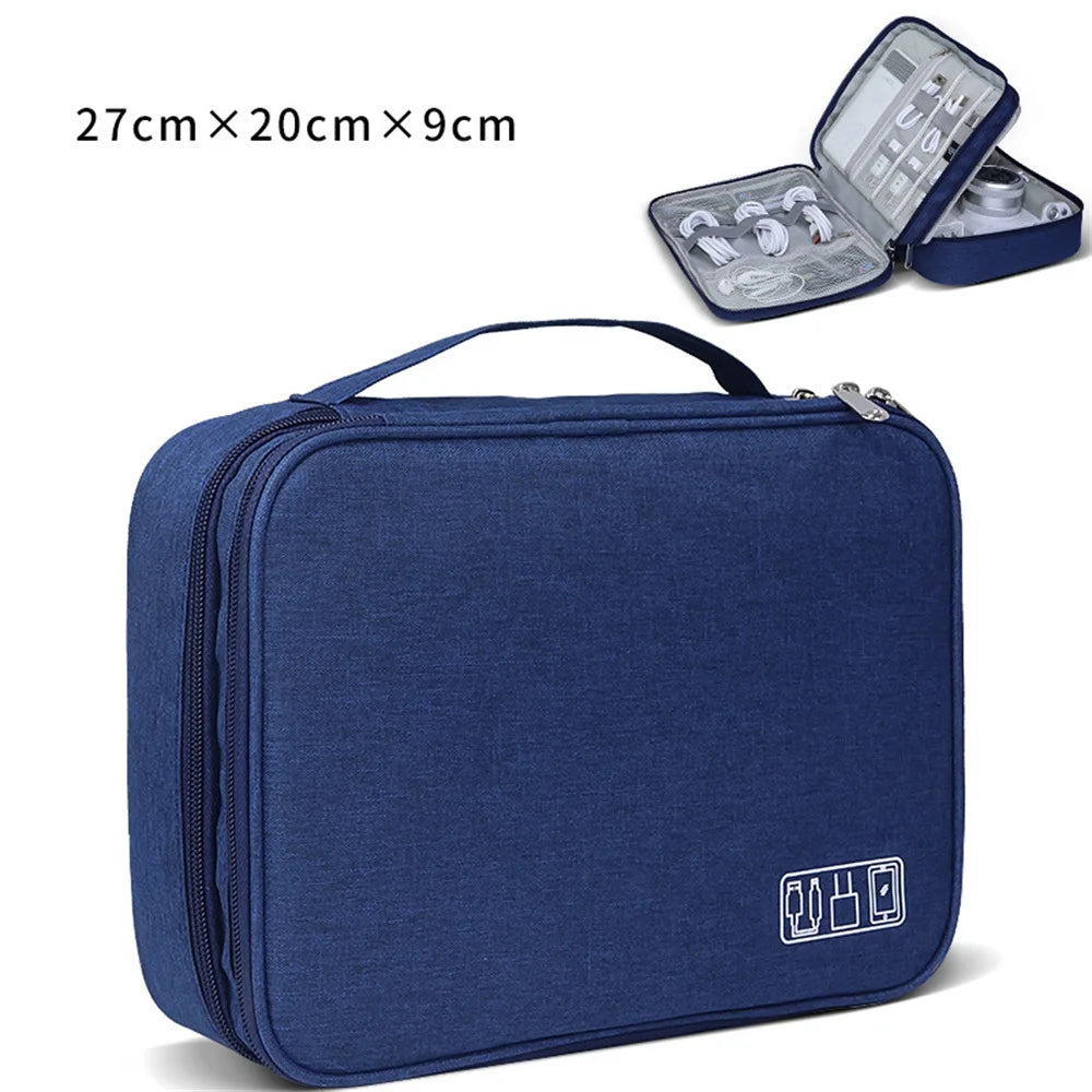 Electronic Storage Bag USB Charge Cord Travel Cable Organizer Digital Waterproof Suitcase Portable Double Layers Storage Bag