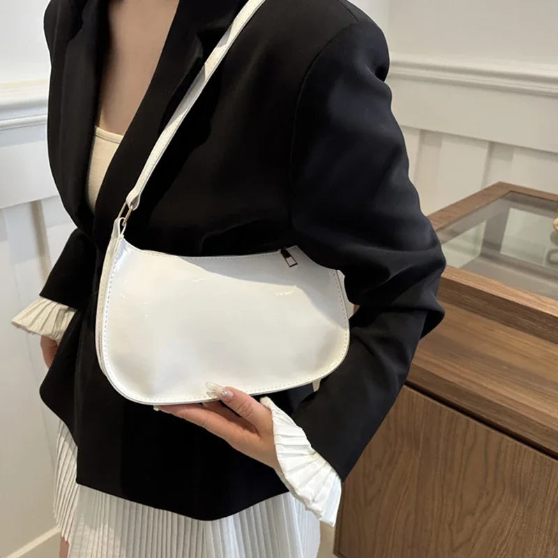 Retro Solid Color PU Leather Shoulder Bag Fashion Women's Handbags Casual Designer Hobos Underarm Bag, Suitable for Daily Use