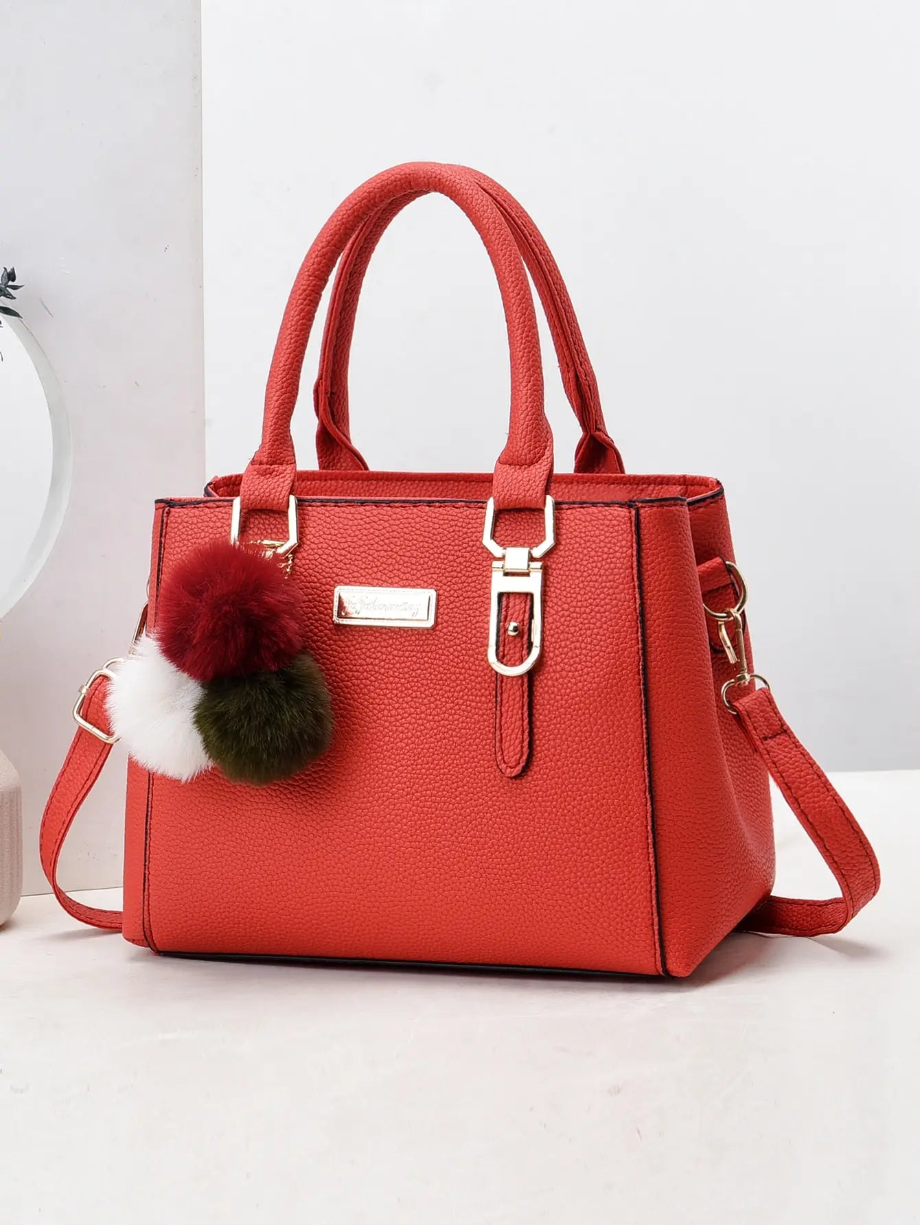 PU Leather Ladies HandBags Women Vintage Purse Plush Tassel Messenger Bags Tote Boston Shoulder Crossbody Bag