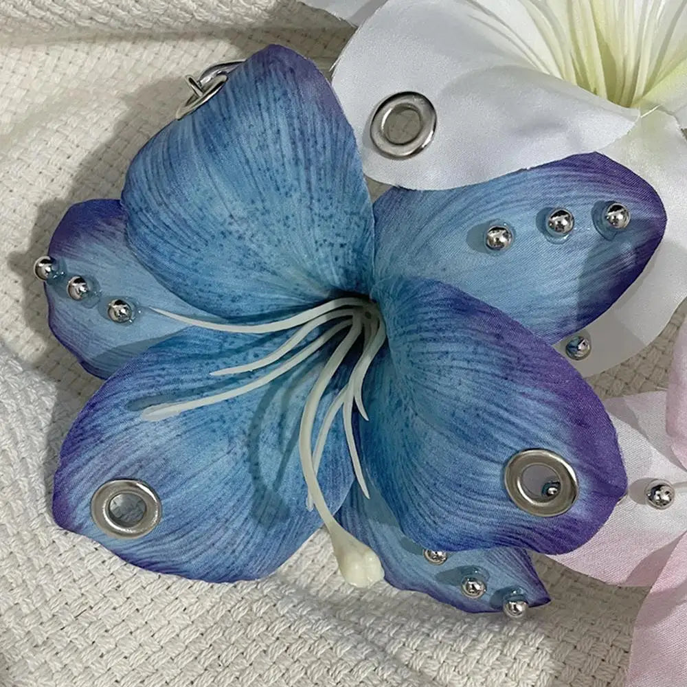 HOT Creative Exquisite Phalaenopsis Orchid Lily Keychain Backpack Decoration Simulation Flower Bag Pendant Handbag Accessories