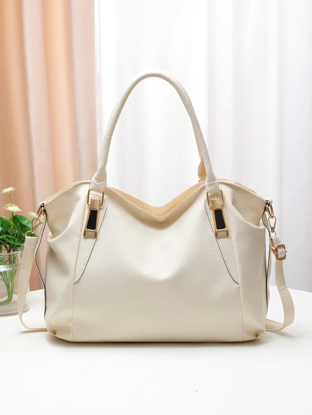 Casual and fashionable women's shoulder bag solid color soft large capacity handbag crossbody bag
