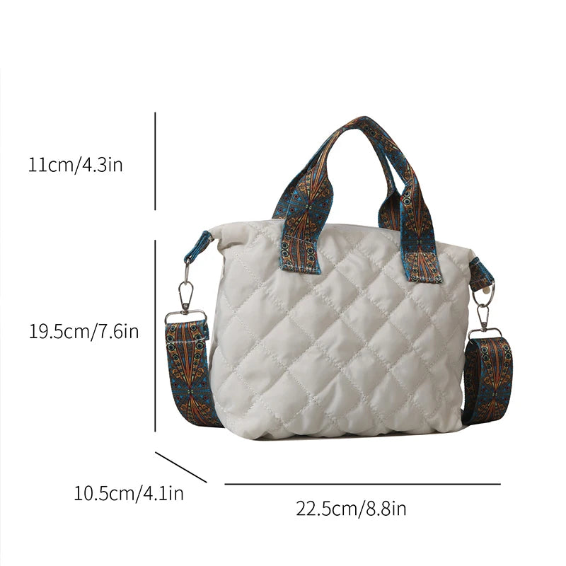Designer Brand Lingge Quilted Padded Large Tote Nylon Women Handbags Luxury Design Shoulder Crossbody Bags Shopper Bag