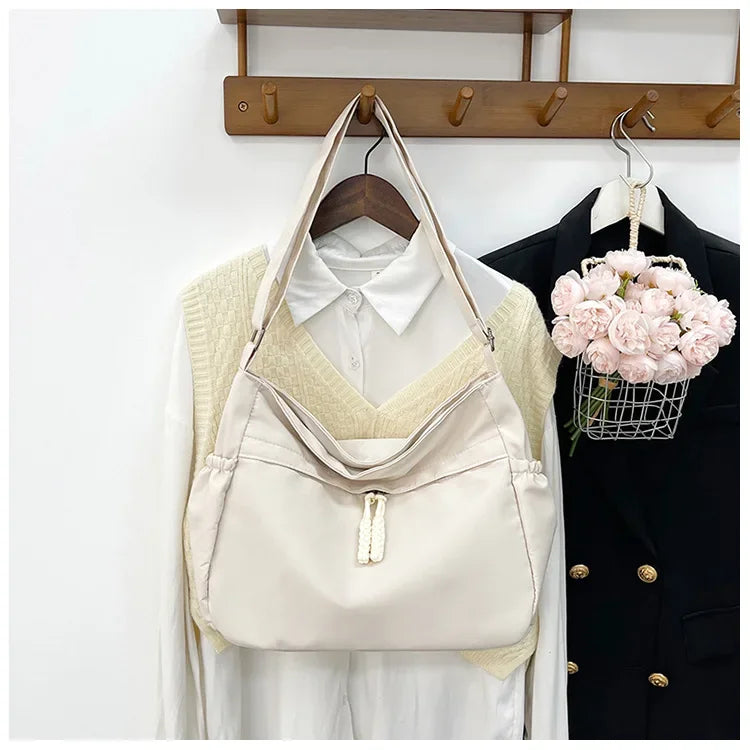 Double Sided Pocket Canvas Bag, Nylon Underarm Shoulder Bag, Fashionable Messenger Bags for Women's Daily Use Work Travel Outing