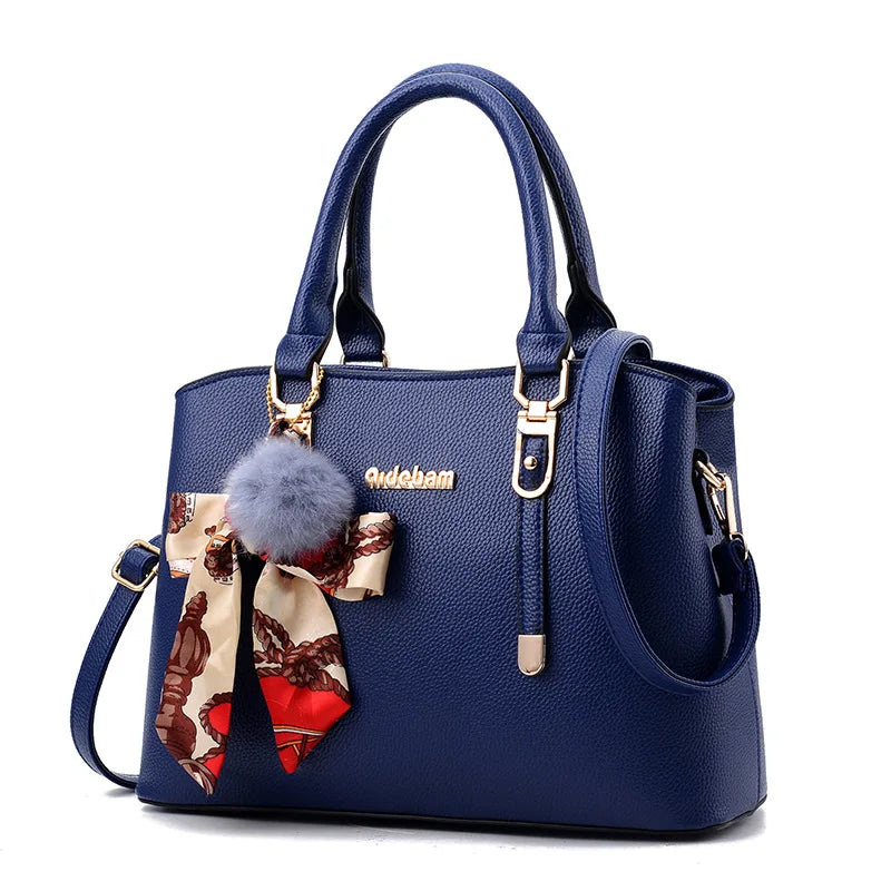 Bag women's fashionable large-capacity handbag solid color simple middle-aged women's bag mother bag shoulder messenger bag