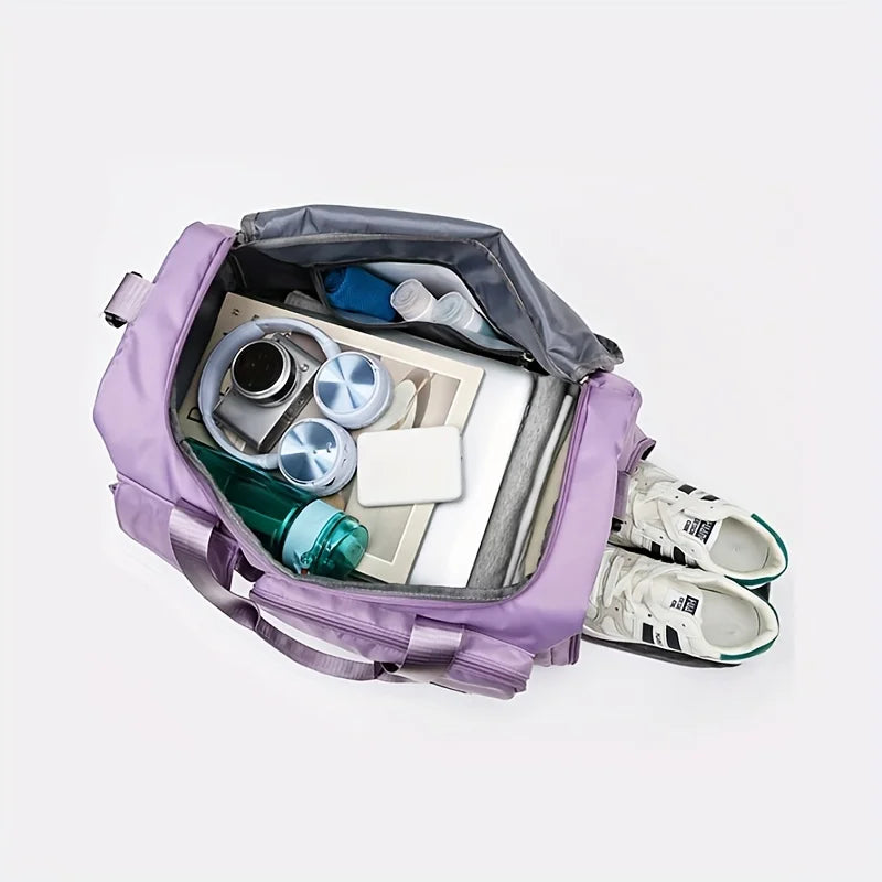 Nylon Travel Gym Bag with Shoe Compartment Dry Wet Separation, Organizer Pockets, Sports Bag for Women/Men, Student Essentials