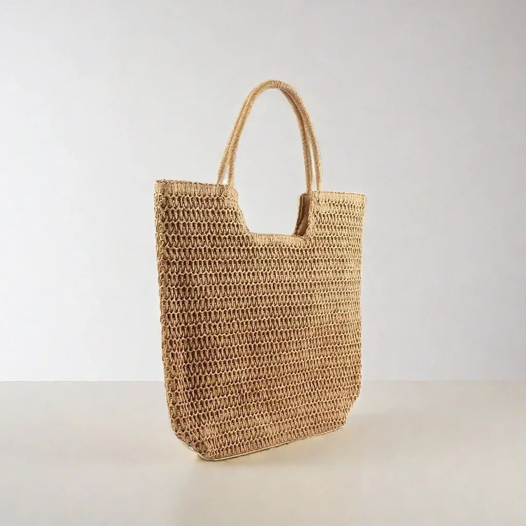 Straw Woven Tote Bag Large Capacity Shoulder Bag Versatile Knit Handbag Storage Bags For Women Stylish Vacation Beach Shopping