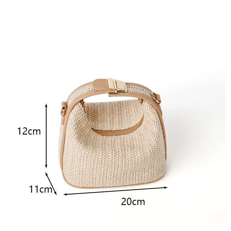 Straw Crossbody Bag For Women Fashion Bohemian Small Knitting Summer Purse And Handbag Ladies Casual Vacation Bucket Beach Bags