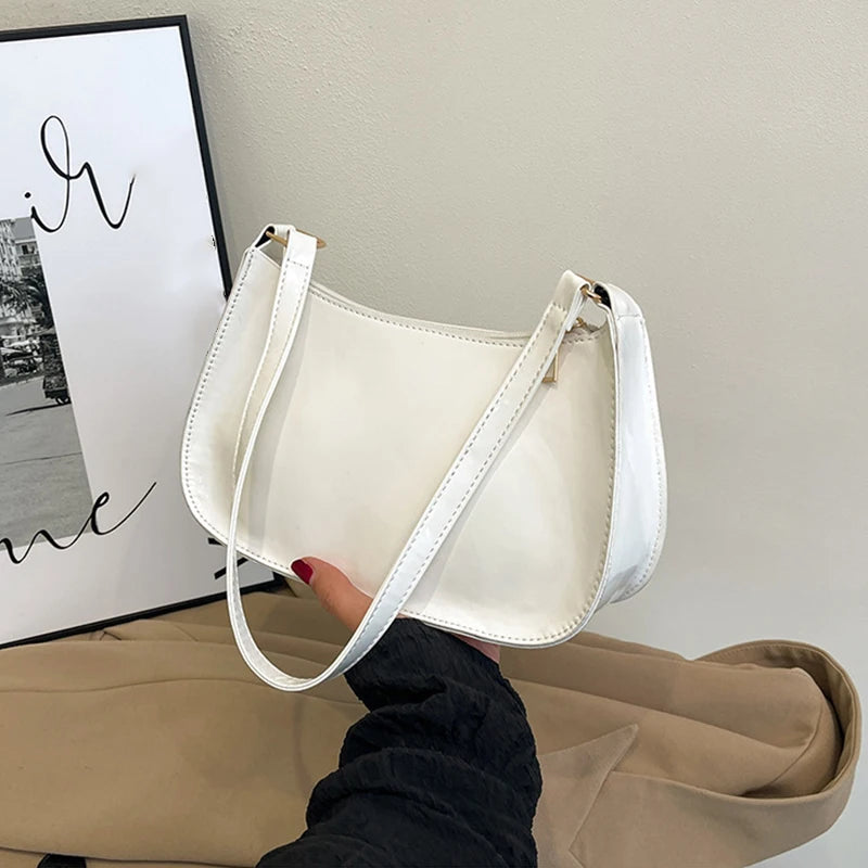 Women's Patent Leather Handbag Versatile Fashion Shoulder Bag Casual Commuting Bag Girl Brand Designer Zipper Small Handbag