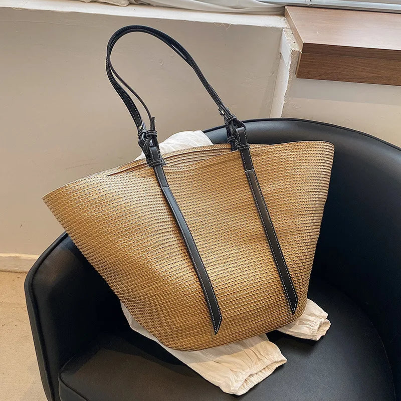 Lady Summer Beach Straw Basket Bags Casual Rattan Large Capacity Totes Women Brands Designer Handbags Wicker Woven Shoulder Bags