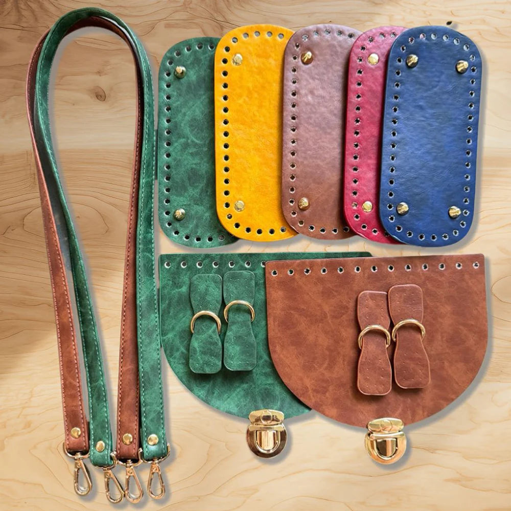 Hot Sale 1Set Accessories For Handbags 5pcs Diy Crochet Bag Kit Handmade Bag Bottom New Diy Leather Bag Strap For Making Bags