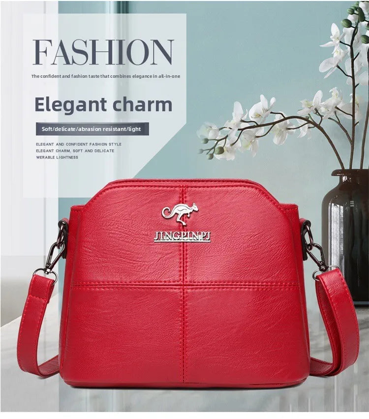 Fashionable Three Interlayer Synthetic Leather Crossbody Bag with Polyester Lining, Stylish Square Single Shoulder Bag for Women