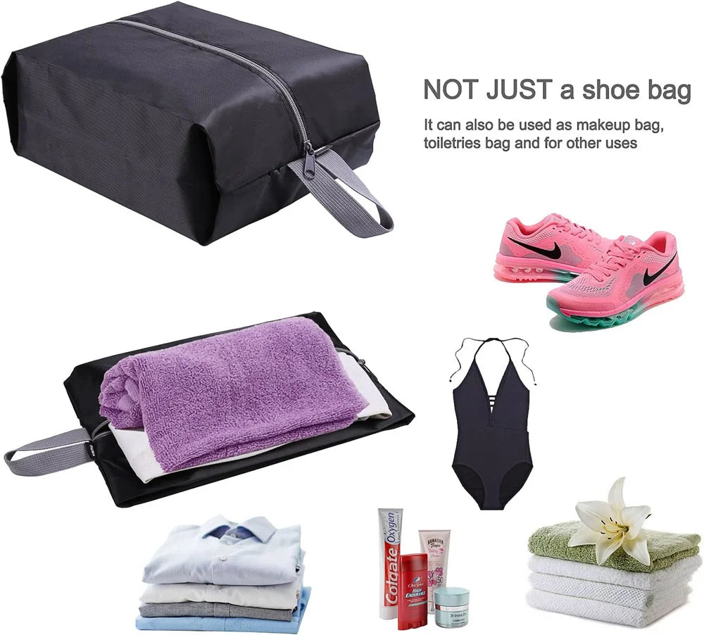 Portable Nylon Travel Shoe Bags with Zipper Closure for Men and Women Waterproof Shoe Organize Storage Bags Makeup Laundry Bag