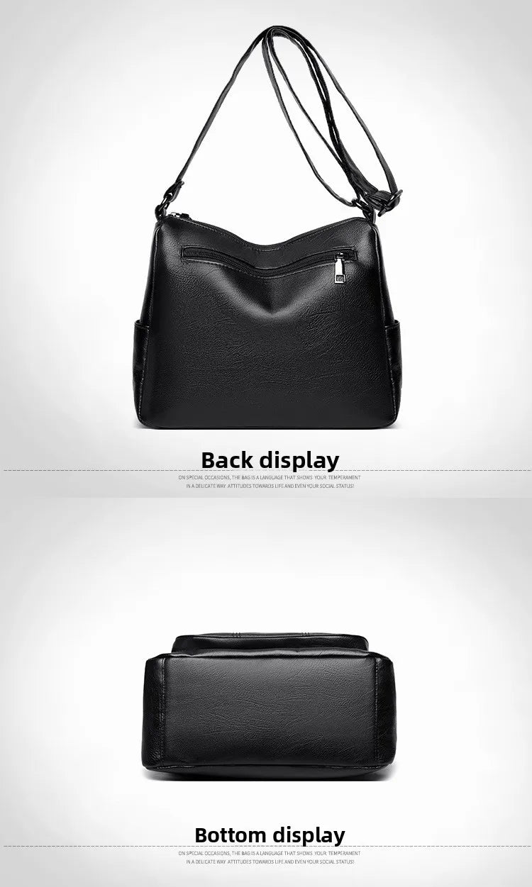 Solid Color PU Leather Single Shoulder Bag, Multi Compartment Pocket Daily Women's Cross Body Bags, Large Capacity Women's Bag.