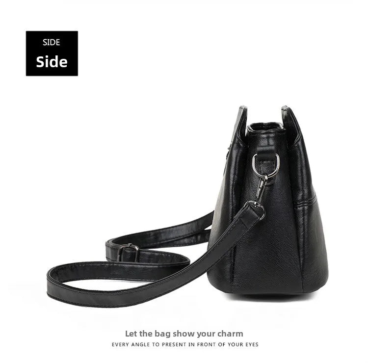 Fashionable Three Interlayer Synthetic Leather Crossbody Bag with Polyester Lining, Stylish Square Single Shoulder Bag for Women