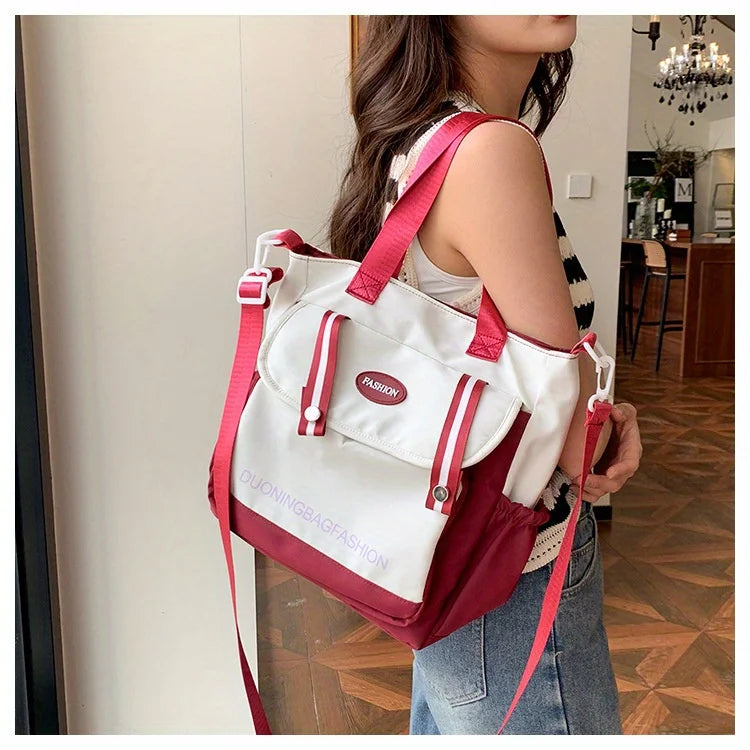 Large Capacity Harajuku College Canvas Single Shoulder Bag - Stylish Women's Japanese Style Handbag for Carrying Books
