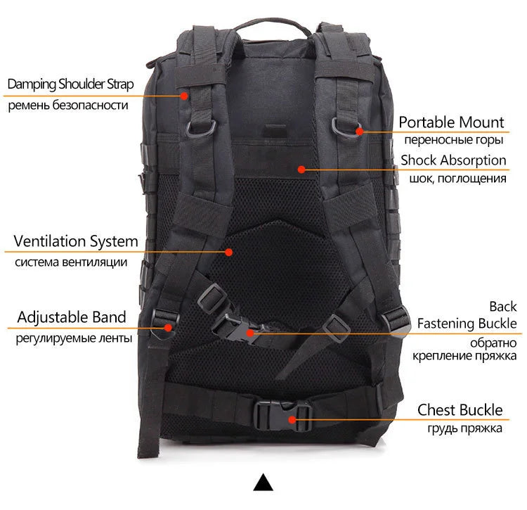 50L Man Tactical Backpacks Survival Traveling Bags Hking Outdoor 3P Assault Pack EDC Molle Pack For Trekking Hunting Bag