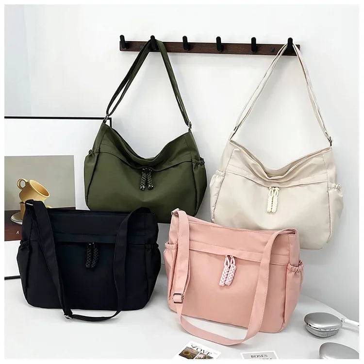 Double Sided Pocket Canvas Bag, Nylon Underarm Shoulder Bag, Fashionable Messenger Bags for Women's Daily Use Work Travel Outing