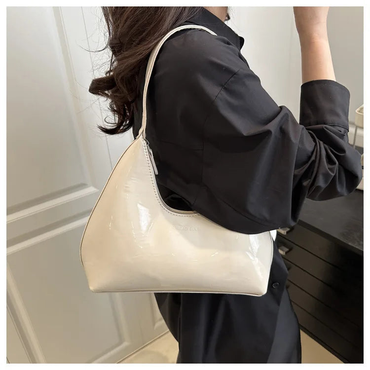 Solid Color Synthetic Leather Shoulder Underarm Bag, Retro Versatile Handbag Women Bag, Fashionable Daily Use Chic Handbag Purse