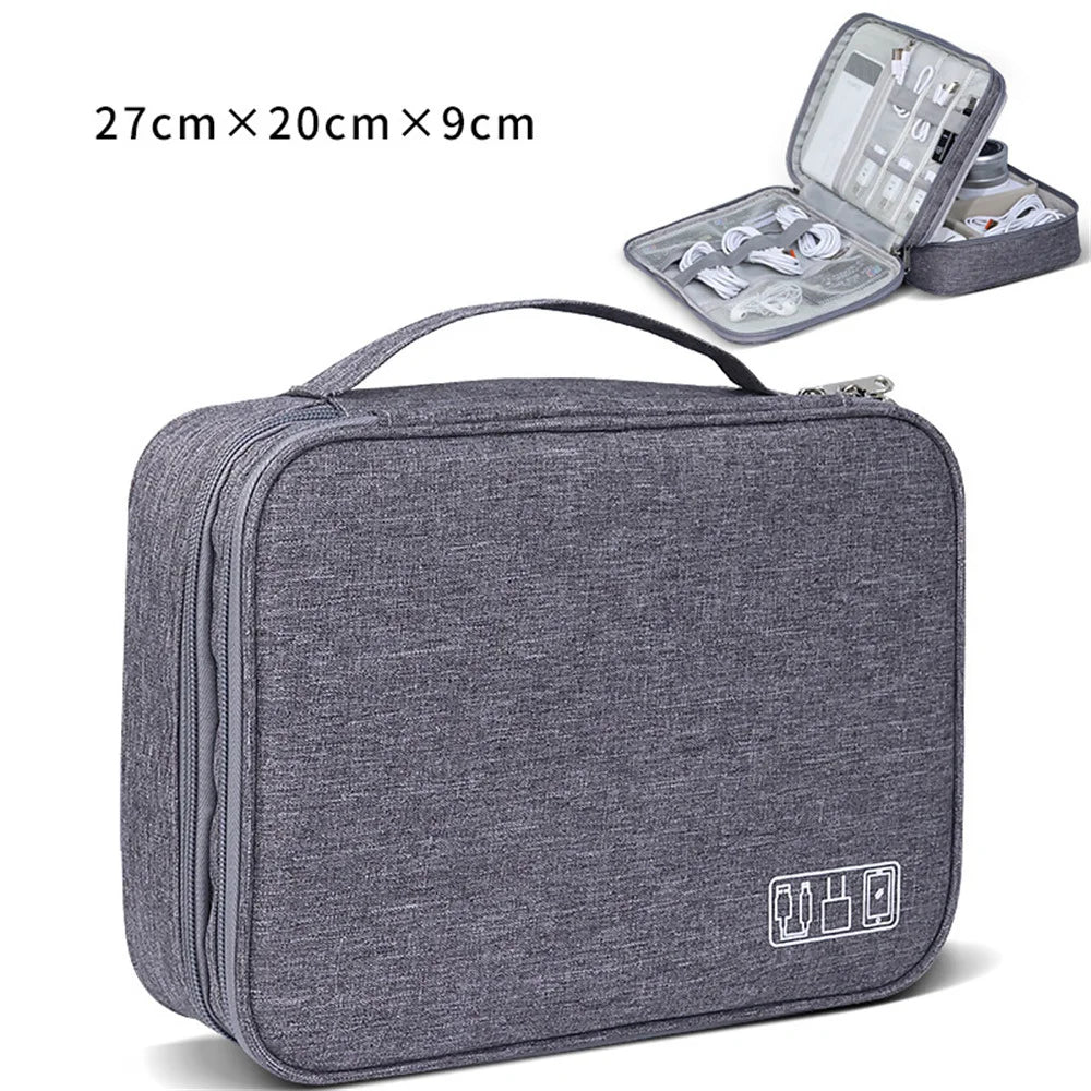 Electronic Storage Bag USB Charge Cord Travel Cable Organizer Digital Waterproof Suitcase Portable Double Layers Storage Bag