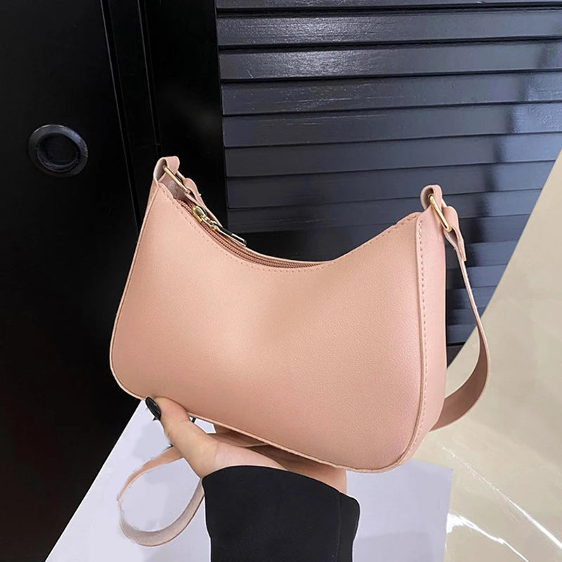 Retro Solid Color PU Leather Shoulder Underarm Bag Women's Fashion Handbags Hobos Purses and Handbag Ladies Crossbody Bags
