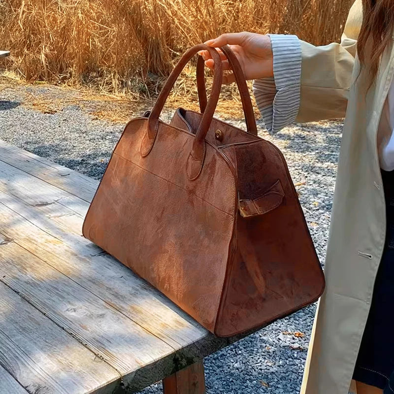 Suede Tote Bag High Quality Designer Luxury Boston Large Handbag Winter Vintage Women's Shoulder Bags