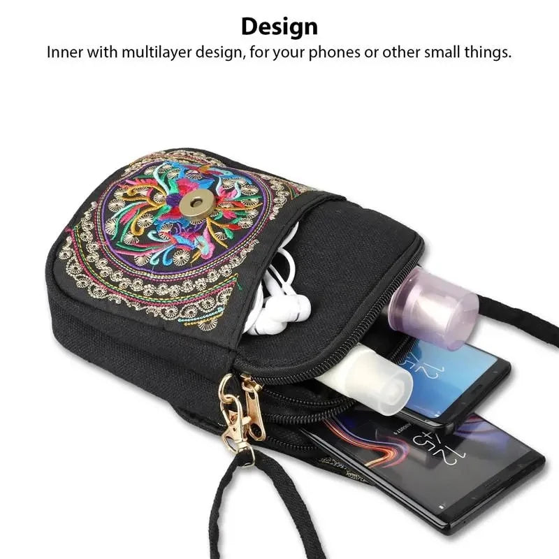 Women Casual Shoulder Bag Multi-pocket Design Crossbody Bag Ladies Multifunction Canvas Phone Purse Ladies Travel Small Handbags