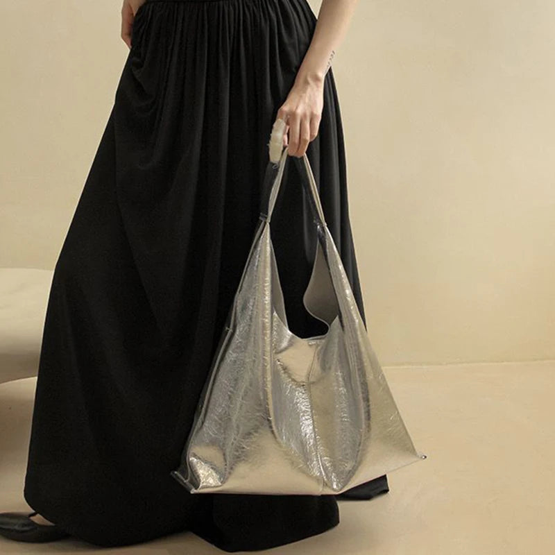 New Women Soft PU Leather Handbag Luxury Design Underarm Hobo Shoulder Bag Clutch Casual Large Capacity Dumpling Pouch