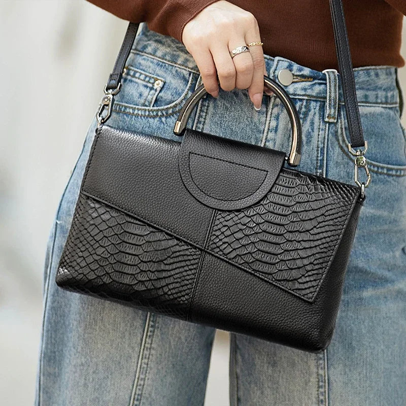 Stylish PU Synthetic Leather Women's Shoulder Crossbody Bag Fashion Casual Dinner Wedding Alligator Pattern Flap Handbag Purse