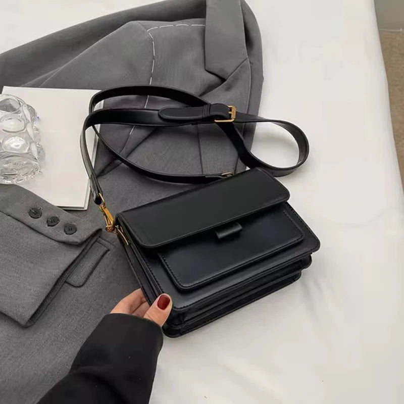 Sewing Thread Women's Shoulder Bags Pu Hasp Ladies Crossbody Bags on Sale 2024 High Quality Free Shipping Bolsas Femininas