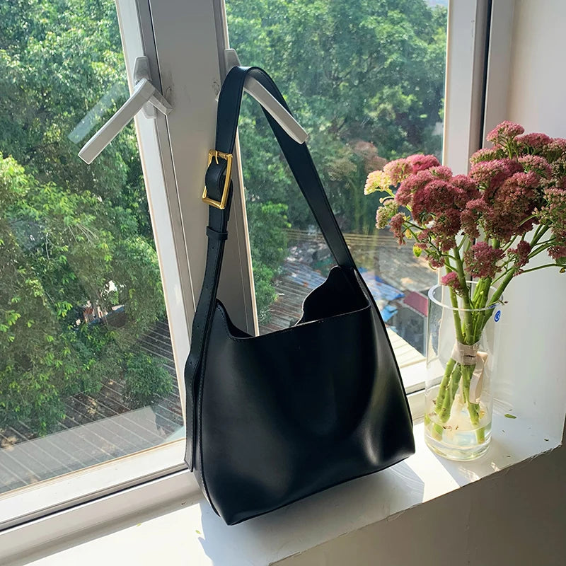 1Pcs All-Match Women Shoulder Bag Solid Fashion Handbag Crossbody Bag Women's Minimalist PU Leather Bag For Work
