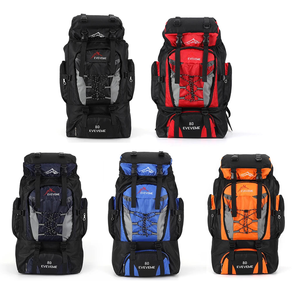 80L Climbing Backpack Large Capacity Fishing Backpack Adjustable Strap Mountain Climbing Rucksack for Outdoor Sports