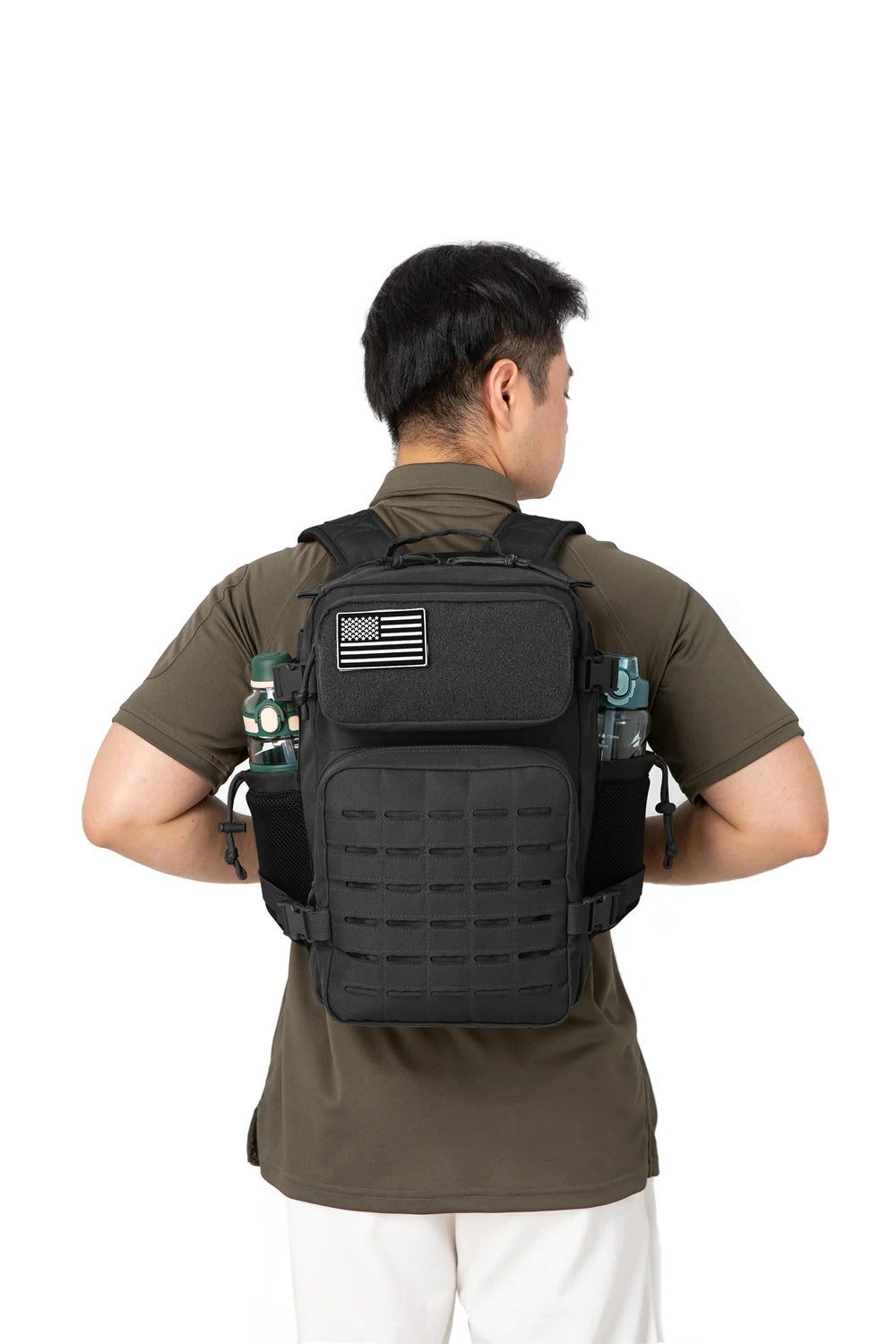 25L Tactical Backpacks for Men survival Laser Cut Molle Daypack Small Bug Out Bag Gym Hking Rucksack with Dual Cup Holders