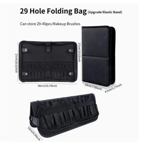 European and American Portable Makeup Storage Bag Professional Makeup Handbag with Magnetic Closure Brush Bag Foldable Large Cap