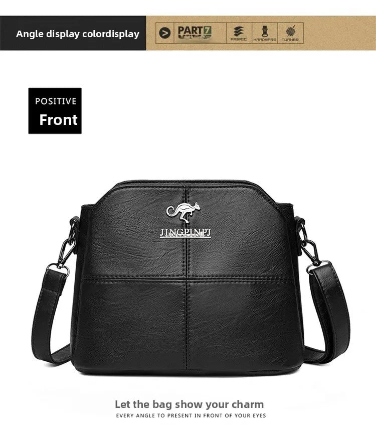 Fashionable Three Interlayer Synthetic Leather Crossbody Bag with Polyester Lining, Stylish Square Single Shoulder Bag for Women