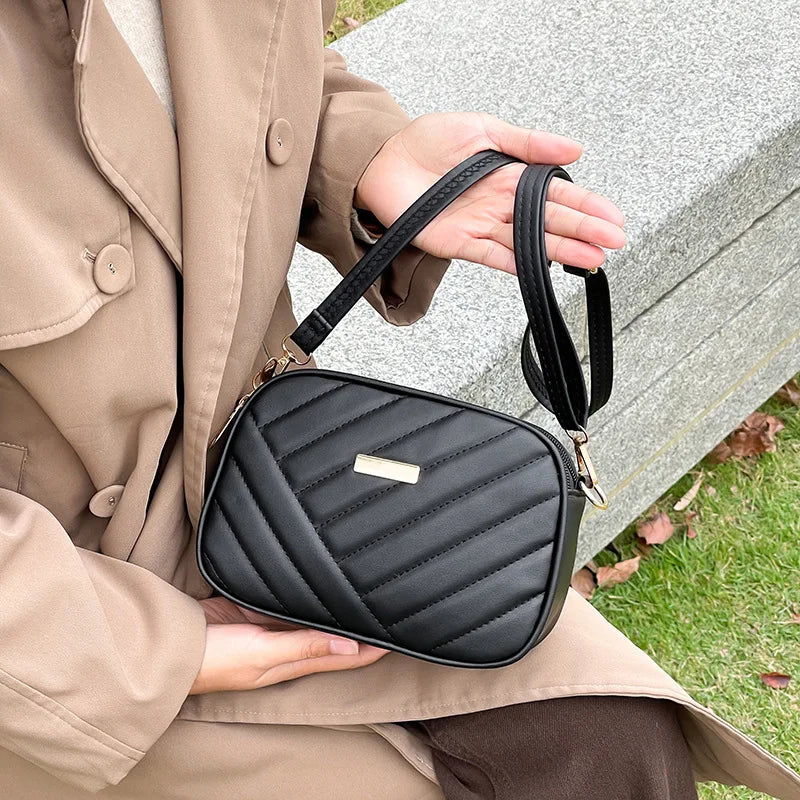 PU Camera Bag, Solid Color Ladies Bag, New Diamond Pattern Crossbody Bag for Women, Single Shoulder Mobile Phone Bag for Storage