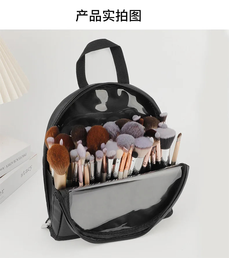 European and American Portable Makeup Storage Bag Professional Makeup Handbag with Magnetic Closure Brush Bag Foldable Large Cap