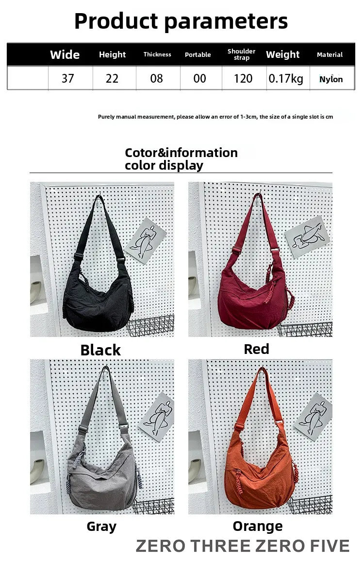 Casual Nylon Hobos Crossbody Bag for Women Designer Shoulder Bags Large Capacity Tote Bag Lady Travel Shopper Bag Female Purses