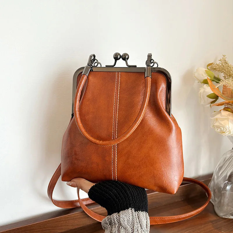 New Fashion Vintage Soft Leather Cosmetic Bag Purse Women's Handbag Crossbody Shoulder Bags Evening Party Totes Makeup Wallet