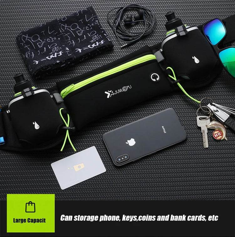 Man/Woman Marathon Trail Running Waist Pack For Phone Water Bottle Sports Fanny Pack Fitness Dual Pocket Running Belt Waist Bag
