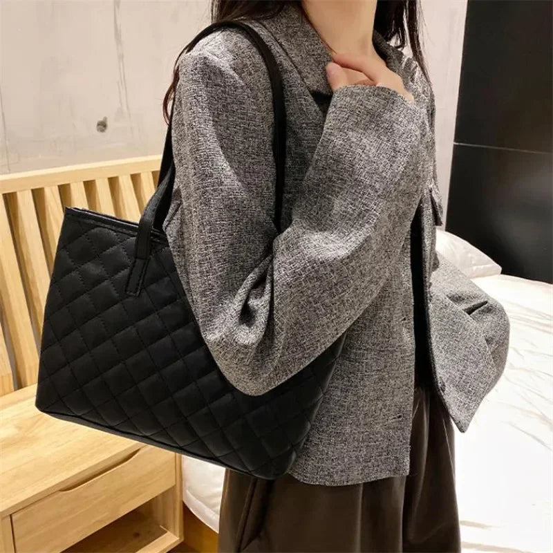 Stylish Crocodile Pattern Pu Underarm Bag Versatile Women Small Tote Bags Fashionable Leopard Handbag Chic Quilted Shoulder Bag