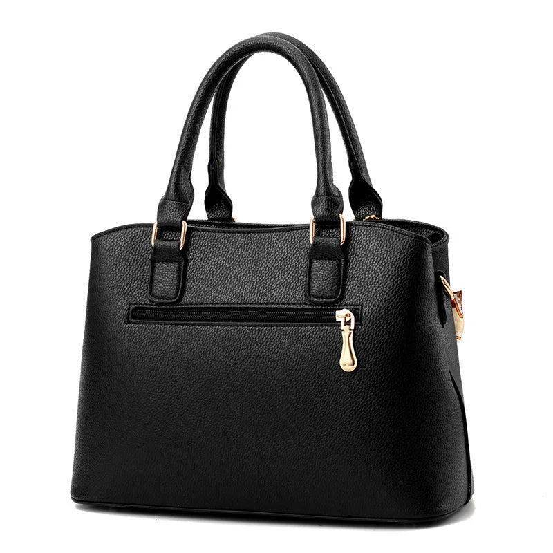 Bag women's fashionable large-capacity handbag solid color simple middle-aged women's bag mother bag shoulder messenger bag