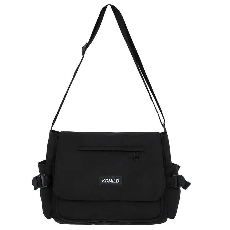 Men's Harajuku Shoulder Bags Waterproof Canvas Crossbody Bags Teen Boys School Messenger Bag