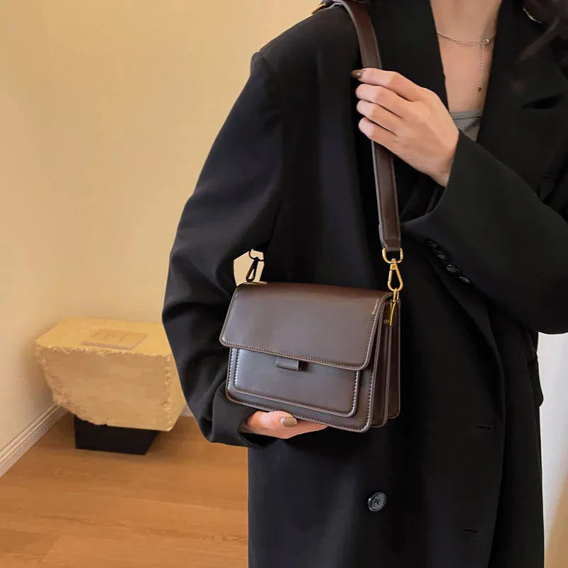 Sewing Thread Women's Shoulder Bags Pu Hasp Ladies Crossbody Bags on Sale 2024 High Quality Free Shipping Bolsas Femininas