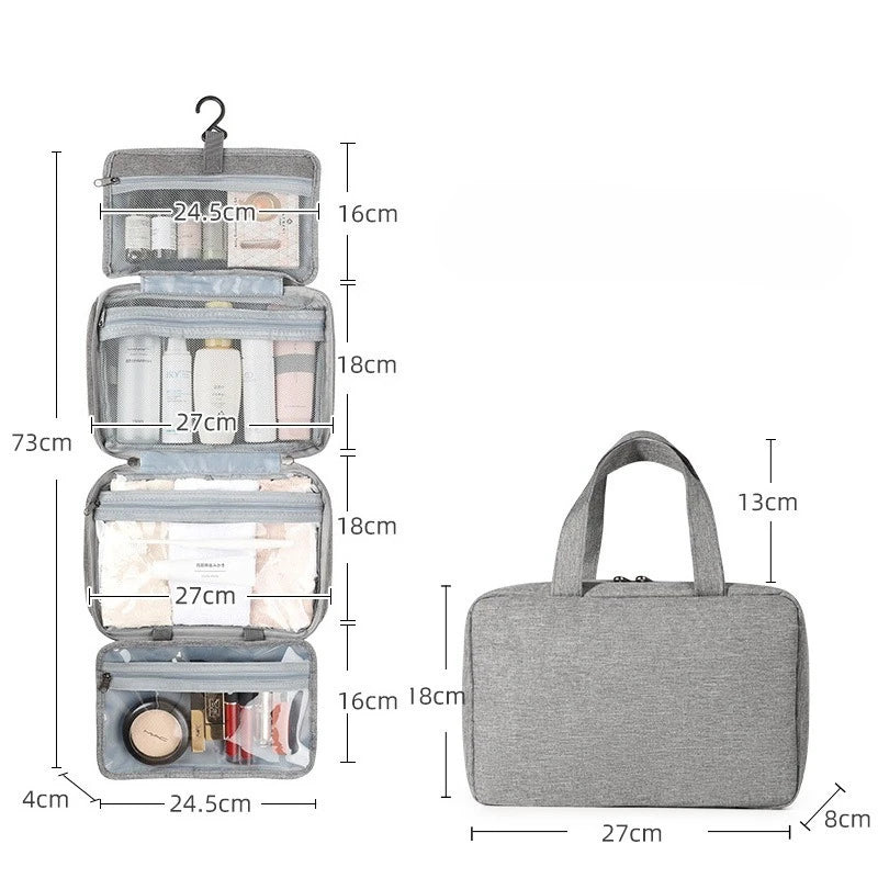 Travel Folding Wet and Dry Separation Toiletry Bag Cosmetic Organizer Bag  - Multi-Pocket Makeup Bag